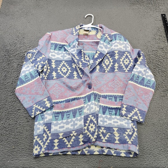 Judy Knapp Jackets & Blazers - Vintage Judy Knapp Blazer Womens Medium Multicolor Southwestern Geometric Cotton
